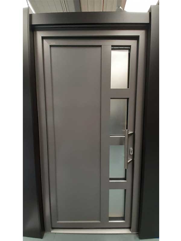 Solid aluminium clad timber Internorm entrance door with 4 Satinato obscure lights Solid aluminium clad timber Internorm entrance door with 4 Satinato obscure lights