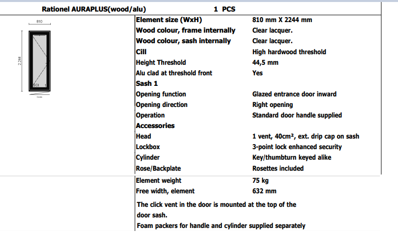 Rationel Auraplus Black Glazed Inward Opening Right Handed Glazed Entrance Door Rationel Auraplus Black Glazed Inward Opening Right Handed Glazed Entrance Door