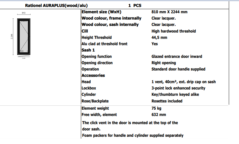 Rationel Auraplus Black Glazed Inward Opening Right Handed Glazed Entrance Door