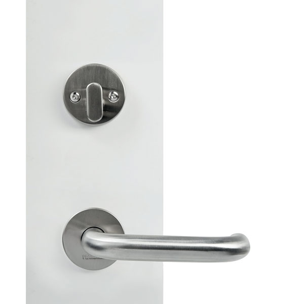 Entrance door handle with round rose key- thumb turn