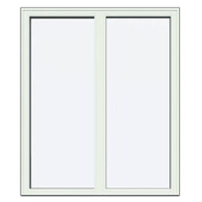 Double window door - 2 glass panes, single rail