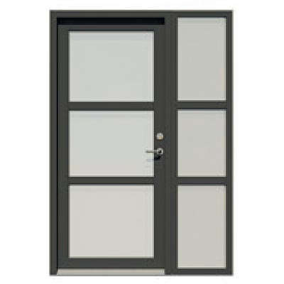 Entrance door with sidelight - 3 glass panes