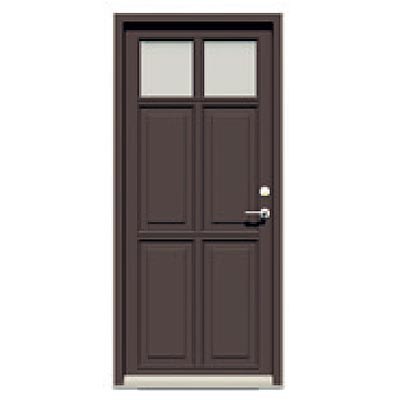 Entrance door with sidelight - 2 glass panes, 4 raised panels