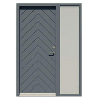 Panelled door with integrated sidelight - Herringbone pattern