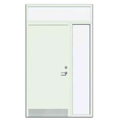 Panelled door with sidelight and toplight - Smooth