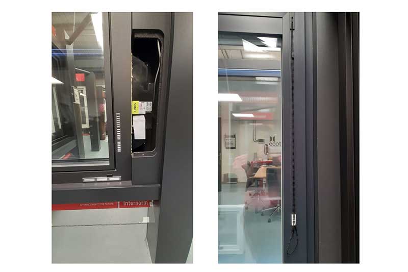 Internorm tilt & turn window with integrated blinds and electric operated trickle vent Internorm tilt & turn window with integrated blinds and electric operated trickle vent